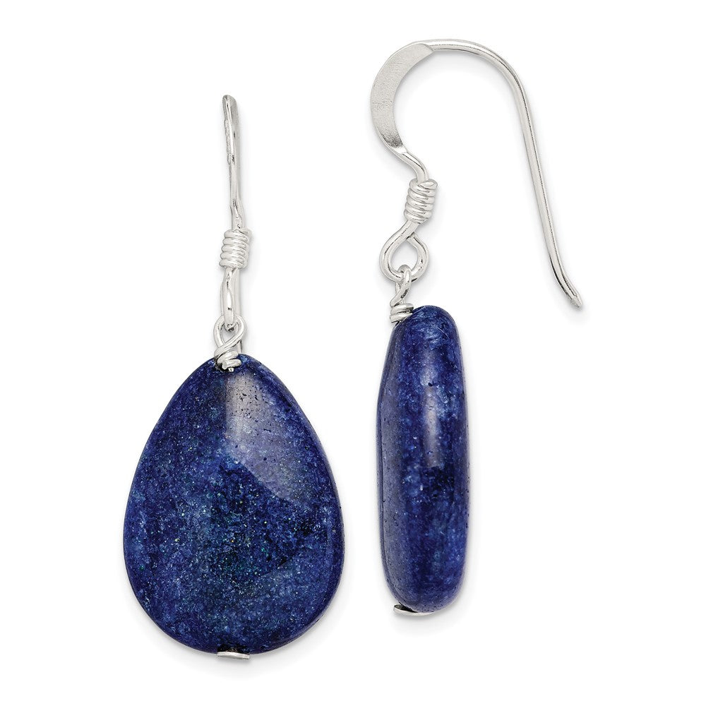 Sterling Silver Small Dyed Lapis Dark Blue Tear Drop Earrings