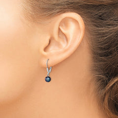Rhodium-plated Sterling Silver 6-7mm Black FWC Pearl Leverback Earrings
