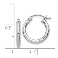 Rhodium-plated Sterling Silver 2mm Round Hoop Earrings