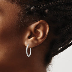 Rhodium-plated Sterling Silver 2mm Round Hoop Earrings