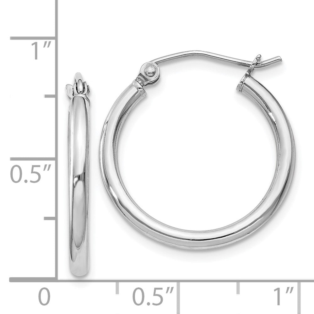 Rhodium-plated Sterling Silver 2mm Round Hoop Earrings