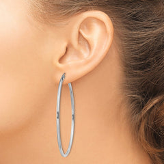 Rhodium-plated Sterling Silver 2mm Round Hoop Earrings