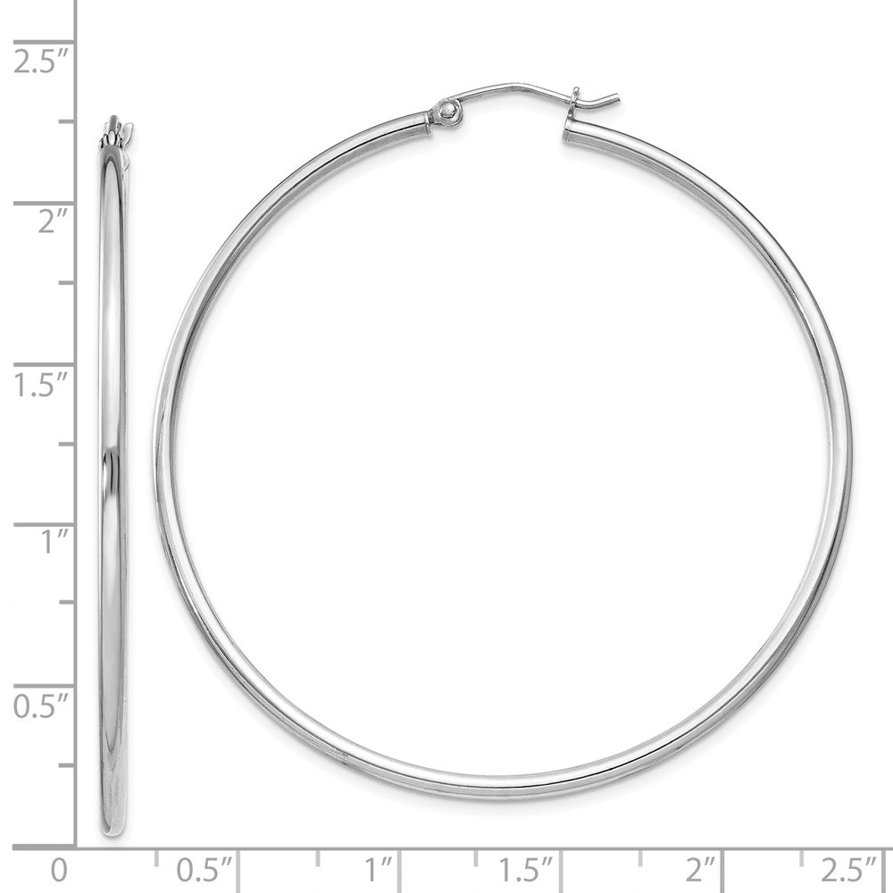 Rhodium-plated Sterling Silver 2mm Round Hoop Earrings