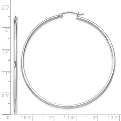 Rhodium-plated Sterling Silver 2mm Round Hoop Earrings