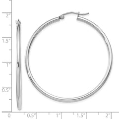 Rhodium-plated Sterling Silver 2mm Round Hoop Earrings