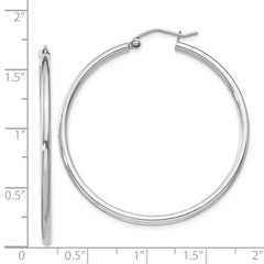 Rhodium-plated Sterling Silver 2mm Round Hoop Earrings