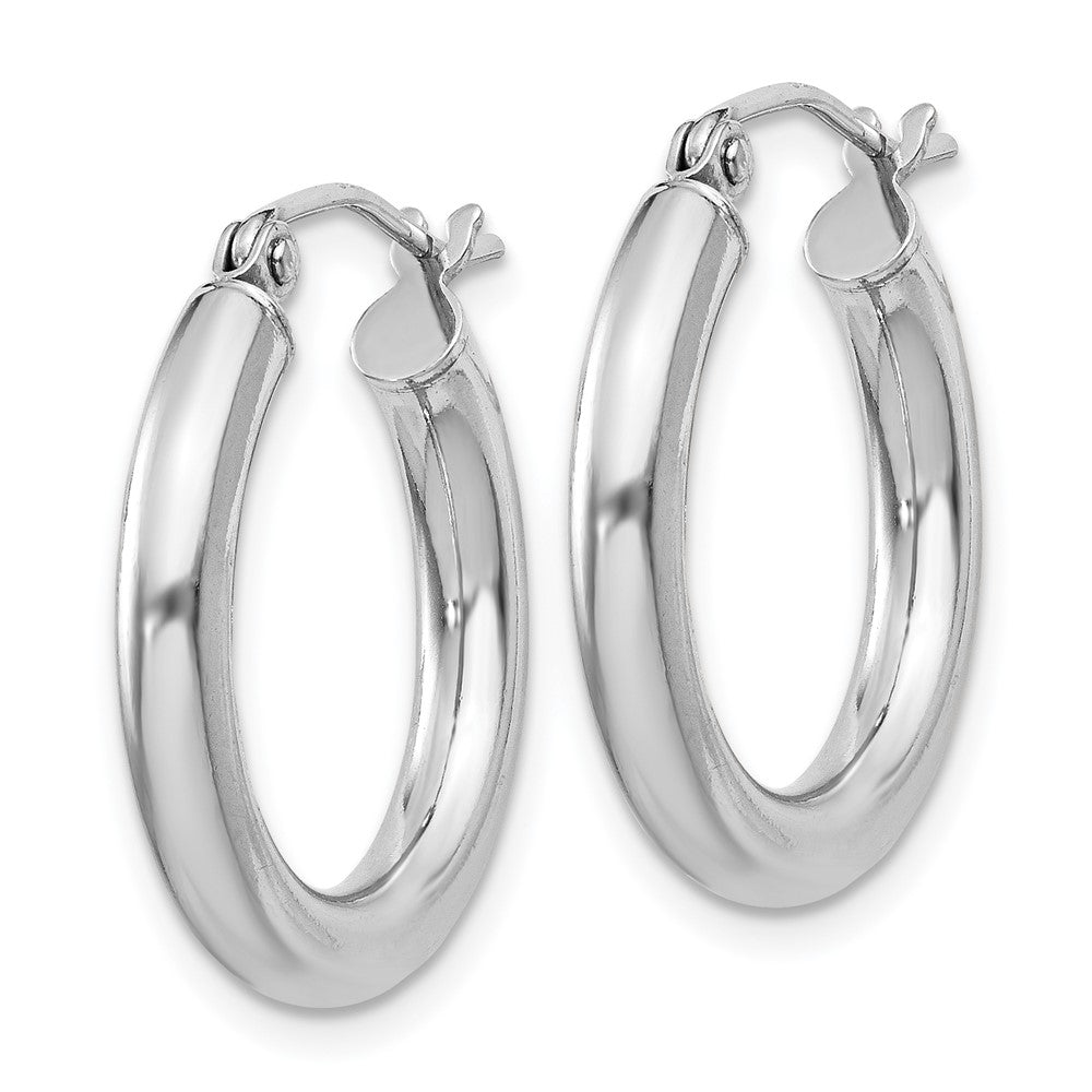 Rhodium-plated Sterling Silver 3mm Round Hoop Earrings