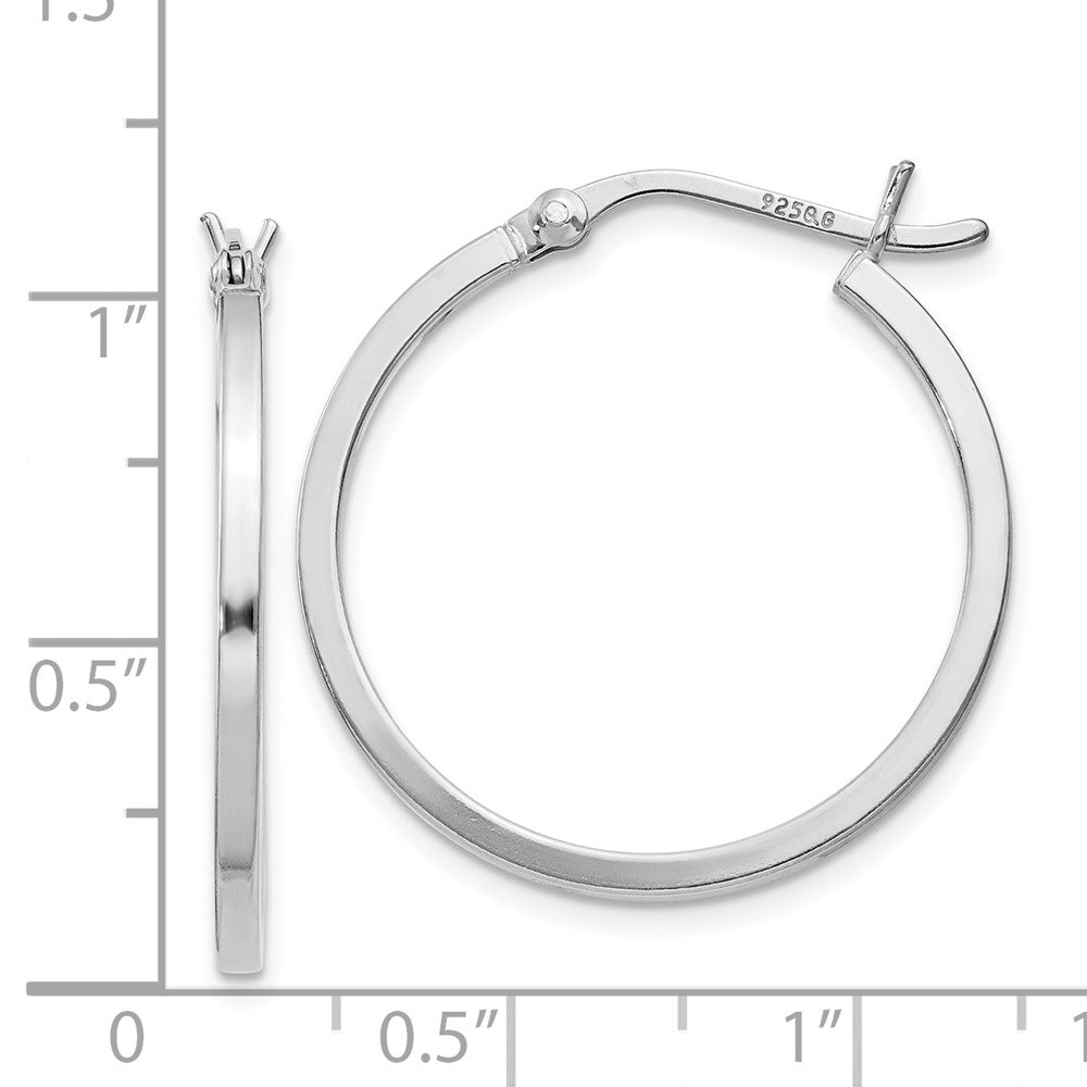 Rhodium-plated Sterling Silver 1.5x25mm Hoop Earrings