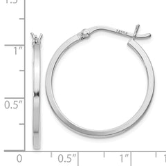 Rhodium-plated Sterling Silver 1.5x25mm Hoop Earrings