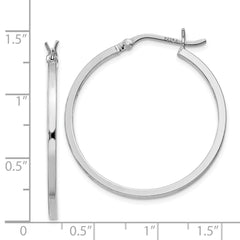 Rhodium-plated Sterling Silver 1.5x30mm Hoop Earrings