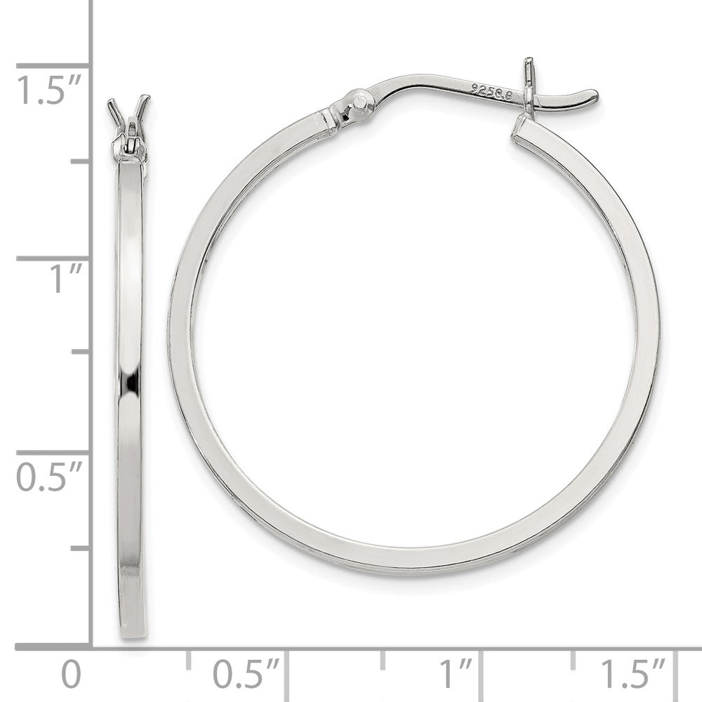 Sterling Silver 1.5x30mm Hoop Earrings