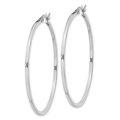 Rhodium-plated Sterling Silver 1.5x45mm Hoop Earrings