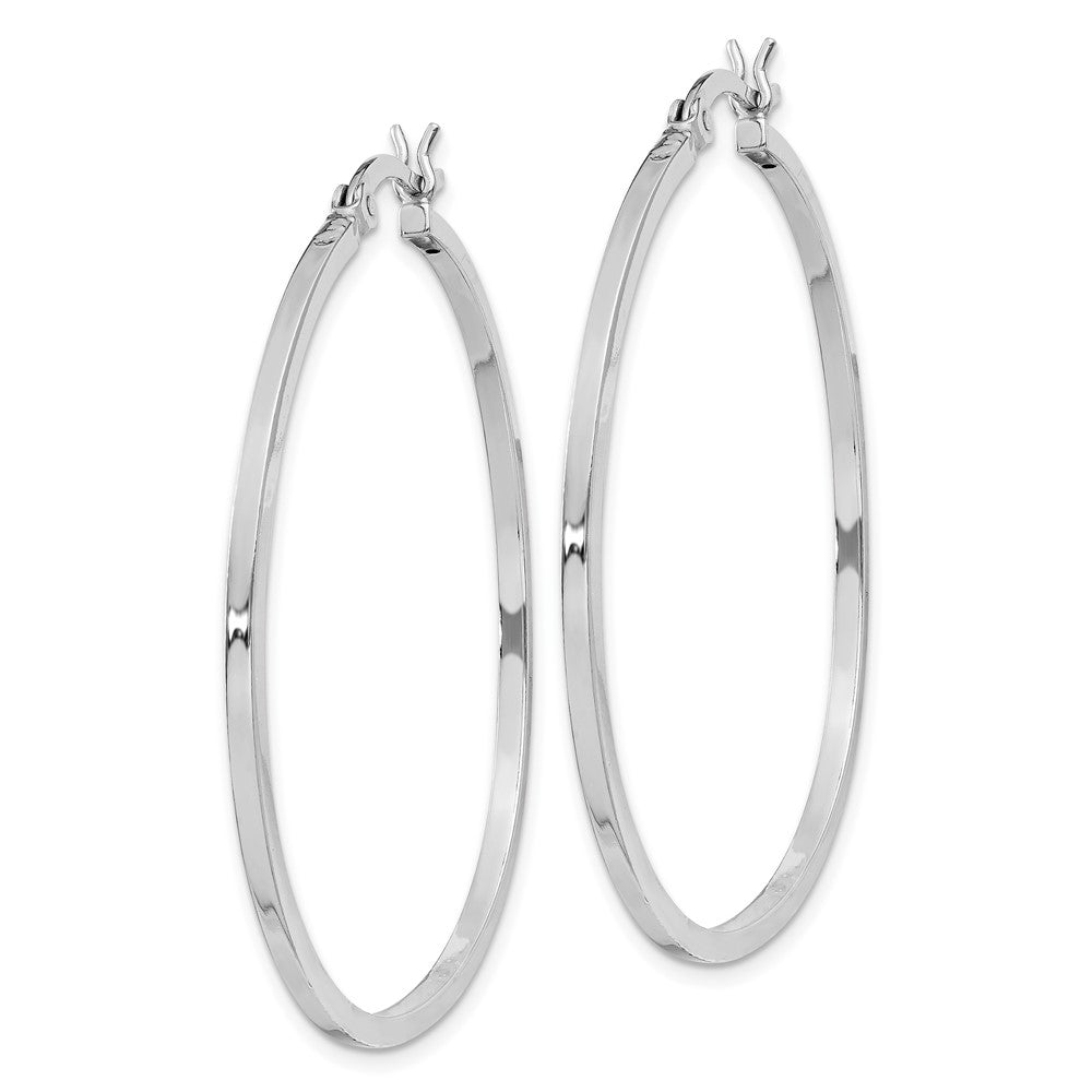 Rhodium-plated Sterling Silver 1.5x40mm Hoop Earrings