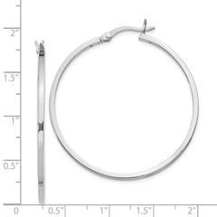 Rhodium-plated Sterling Silver 1.5x40mm Hoop Earrings