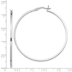 Rhodium-plated Sterling Silver 1.5x50mm Hoop Earrings