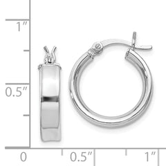 Rhodium-plated Sterling Silver 4x16mm Hoop Earrings