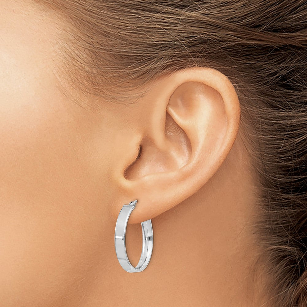 Rhodium-plated Sterling Silver 4.25x25Hoop Earrings