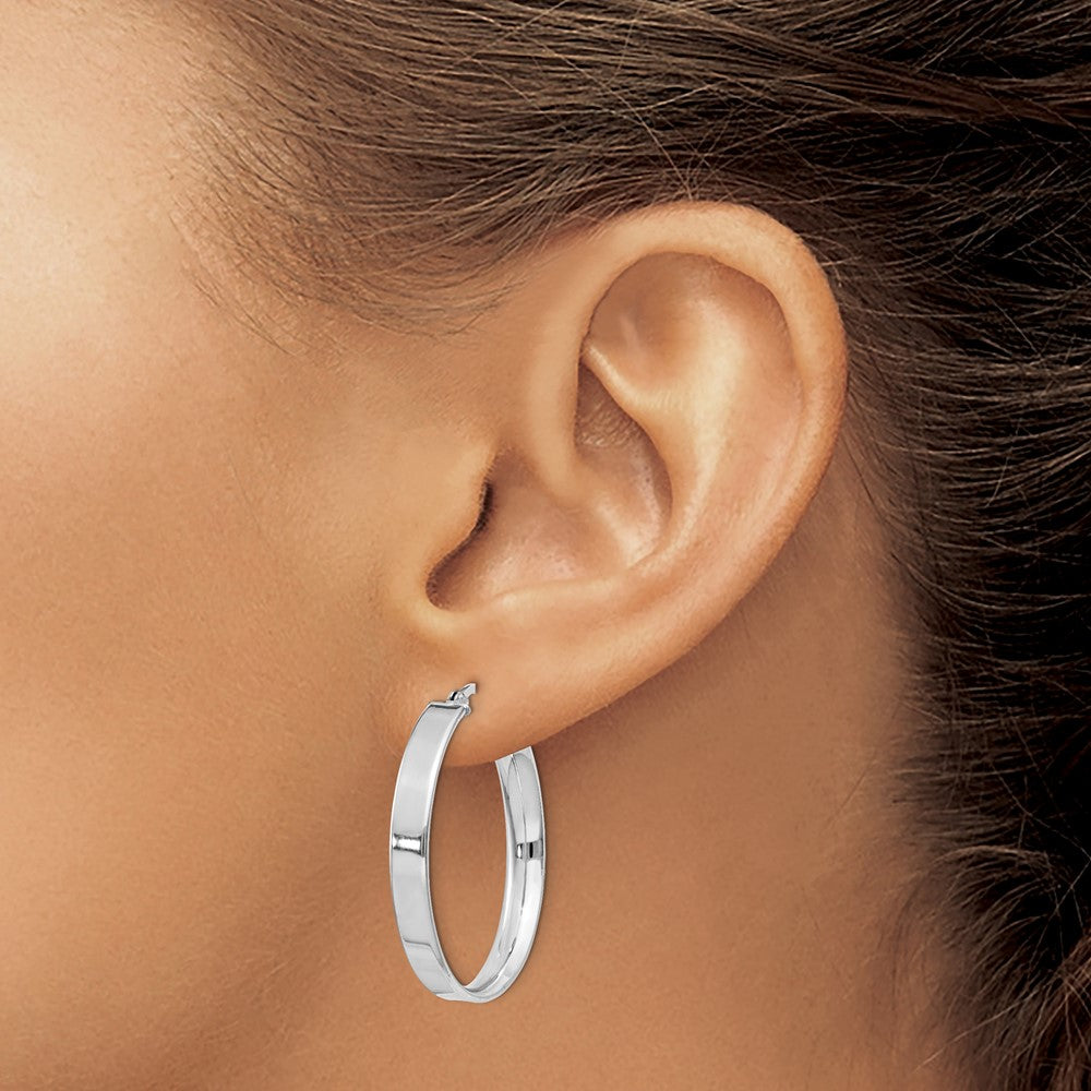 Rhodium-plated Sterling Silver 4.25x30 Hoop Earrings