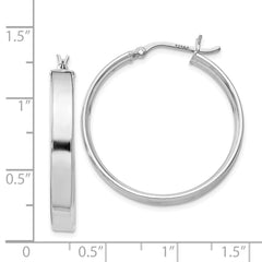 Rhodium-plated Sterling Silver 4.25x30 Hoop Earrings