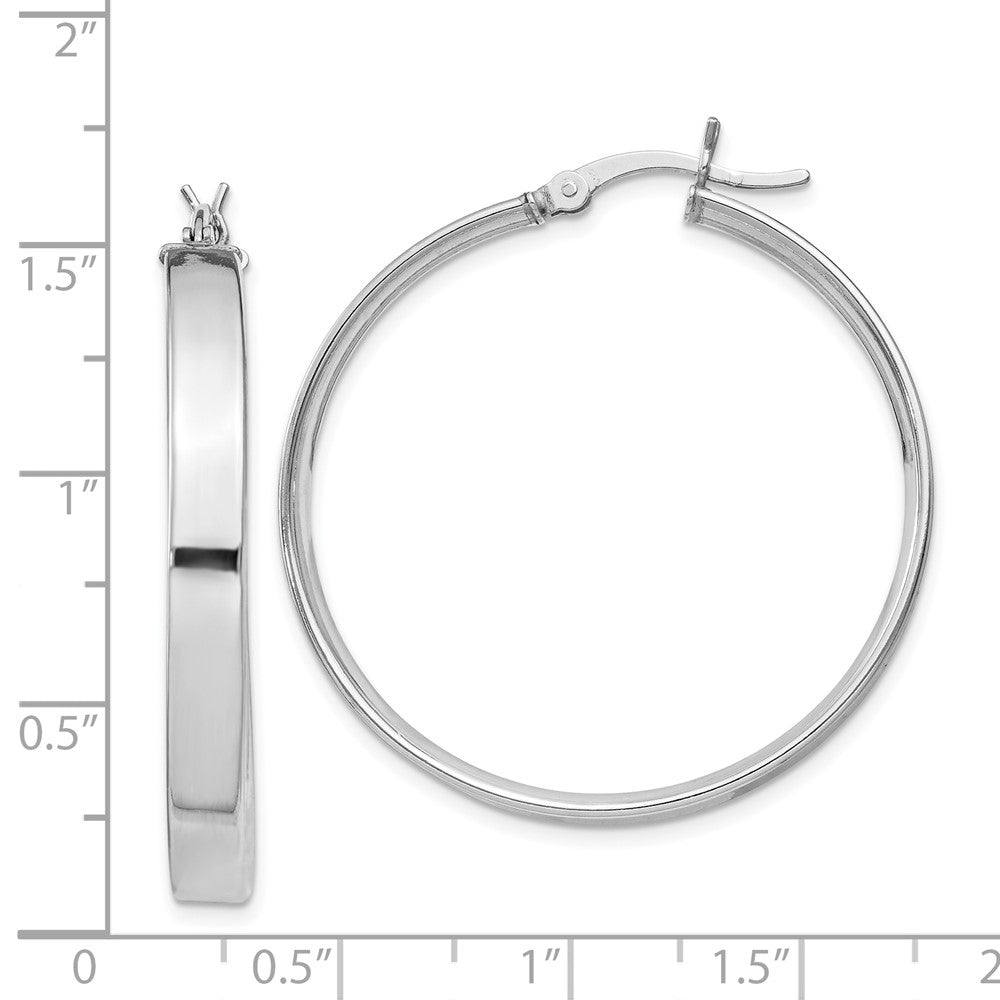 Rhodium-plated Sterling Silver 4.25x35 Hoop Earrings