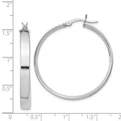 Rhodium-plated Sterling Silver 4.25x35 Hoop Earrings