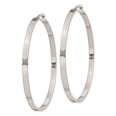 Rhodium-plated Sterling Silver 3.5x60mm Hoop Earrings