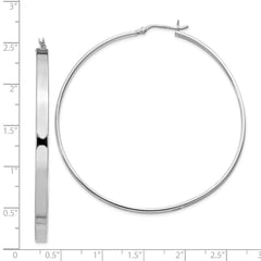 Rhodium-plated Sterling Silver 3.5x60mm Hoop Earrings