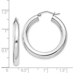 Rhodium-plated Sterling Silver 4mm Round Hoop Earrings