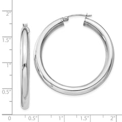 Rhodium-plated Sterling Silver 4mm Round Hoop Earrings
