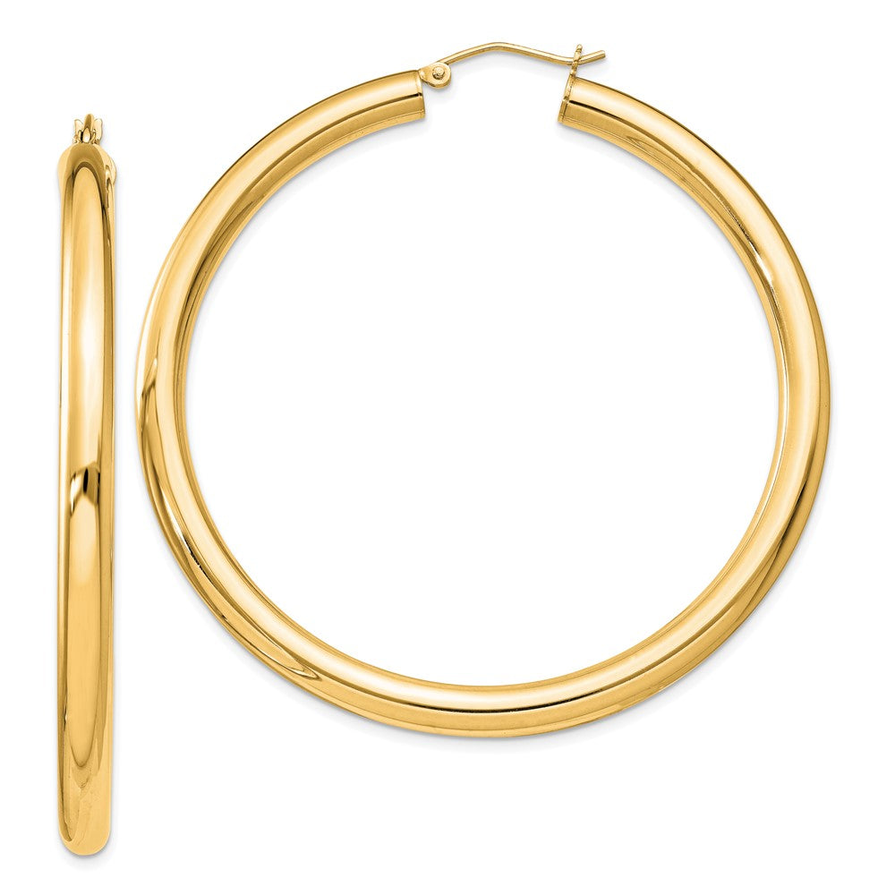 Yellow Gold-plated Sterling Silver 4mm Round Hoop Earrings
