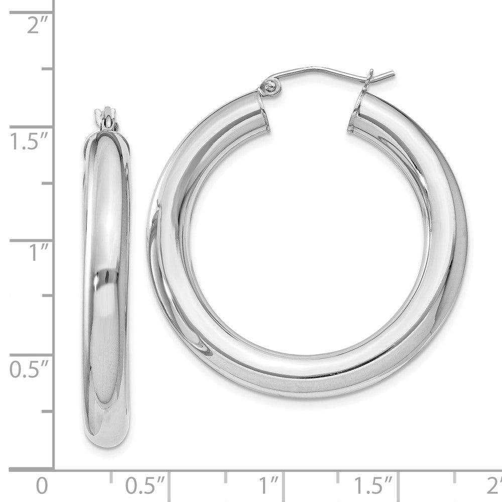 Rhodium-plated Sterling Silver 5mm Round Hoop Earrings