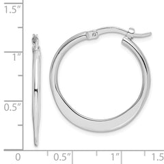 Rhodium-plated Sterling Silver Polished Tapered Hoop Earrings