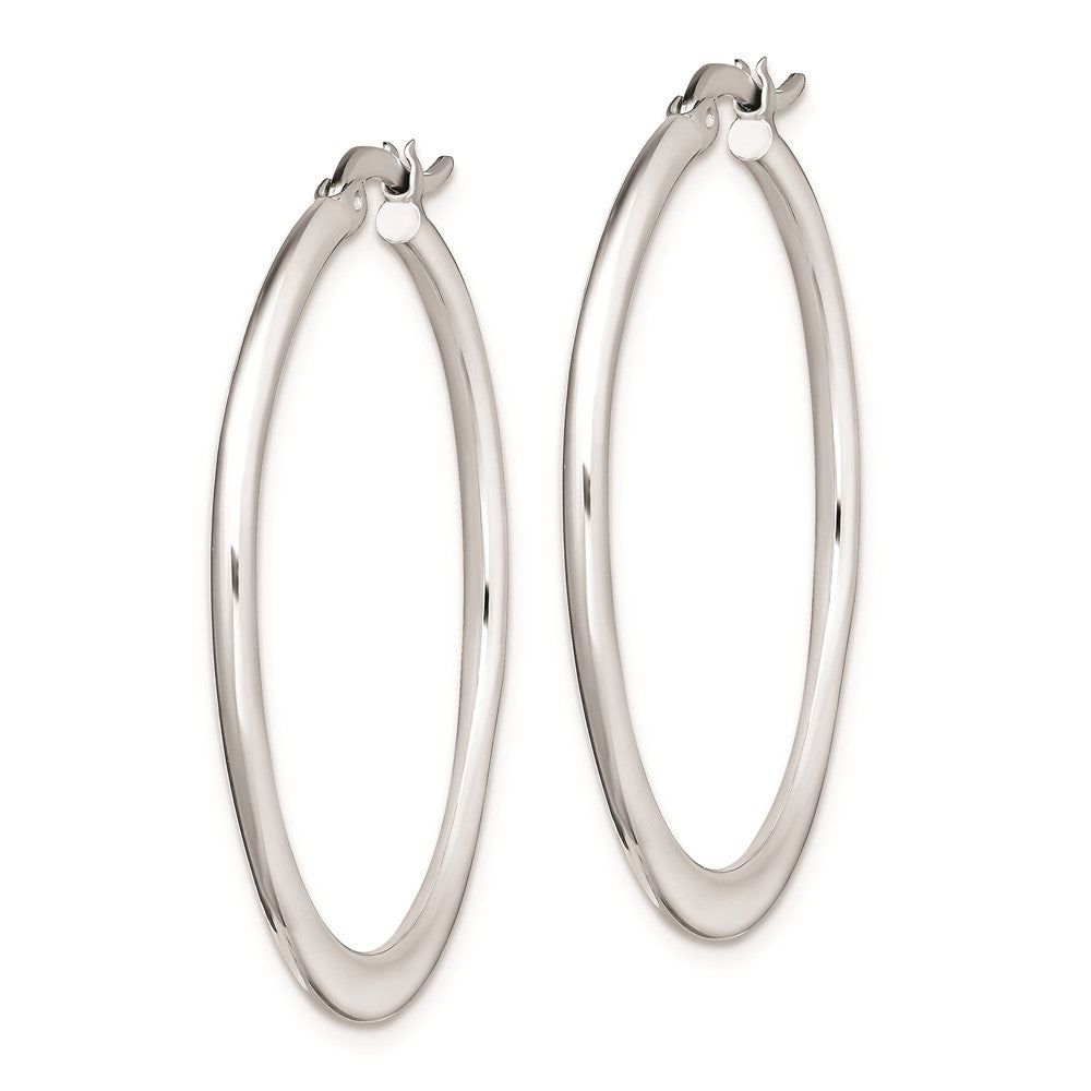 Rhodium-plated Sterling Silver Polished Tapered Hoop Earrings