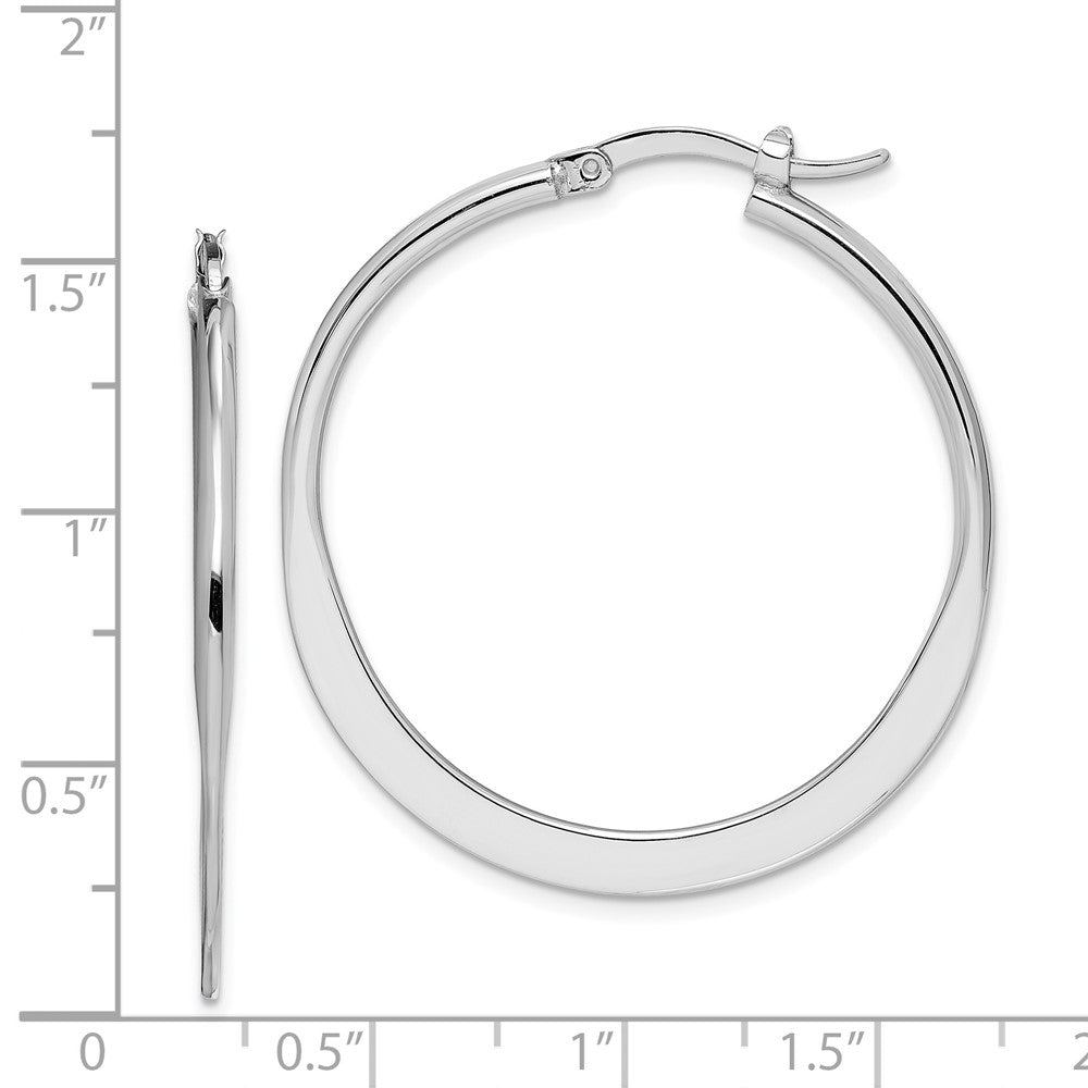 Rhodium-plated Sterling Silver Polished Tapered Hoop Earrings