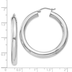 Rhodium-plated Sterling Silver 5mm Round Hoop Earrings