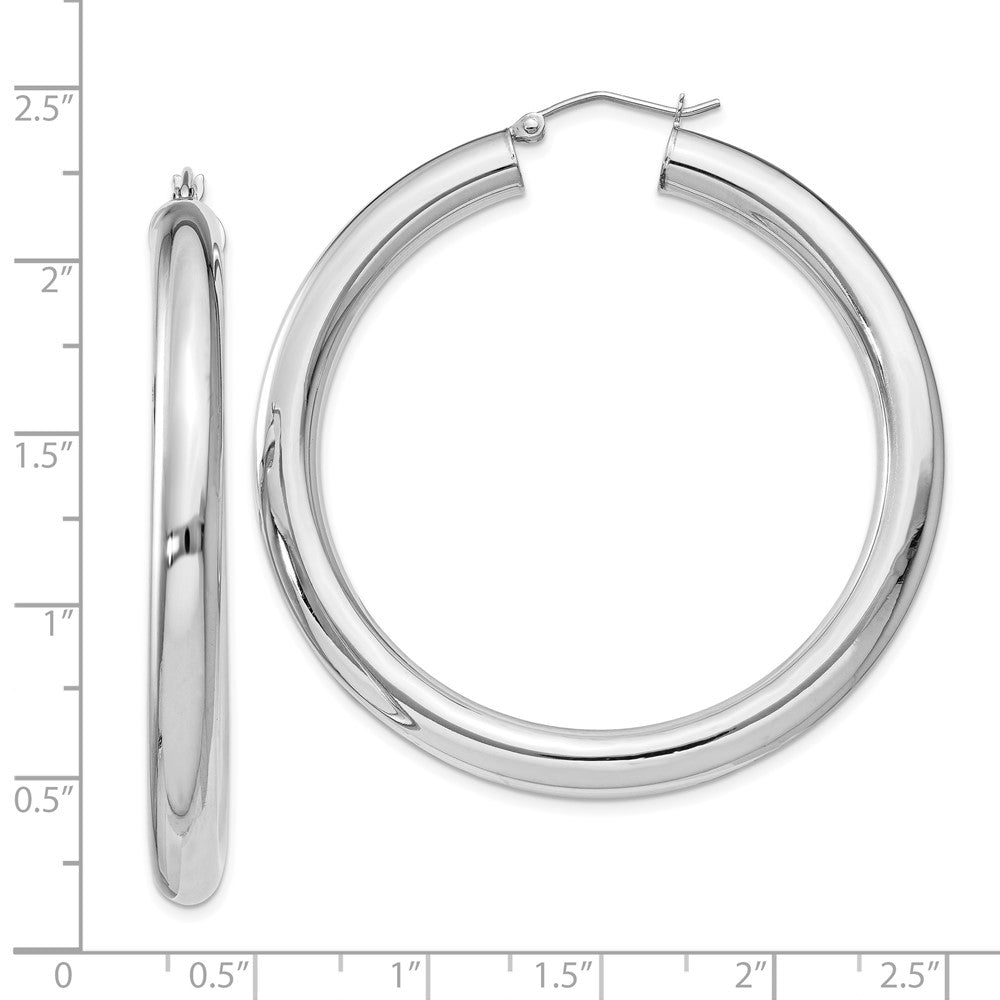 Rhodium-plated Sterling Silver 5mm Round Hoop Earrings