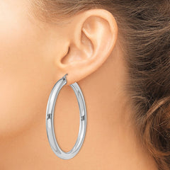 Rhodium-plated Sterling Silver 5mm Round Hoop Earrings