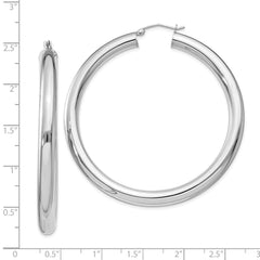 Rhodium-plated Sterling Silver 5mm Round Hoop Earrings