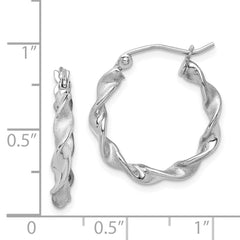 Rhodium-plated Sterling Silver Polish and Satin 2.5mm Twist Hoop Earrings