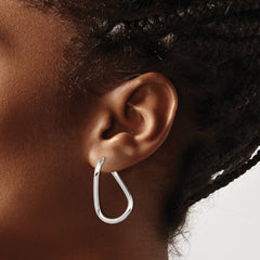 Rhodium-plated Sterling Silver Polished Twisted Hoop Earrings
