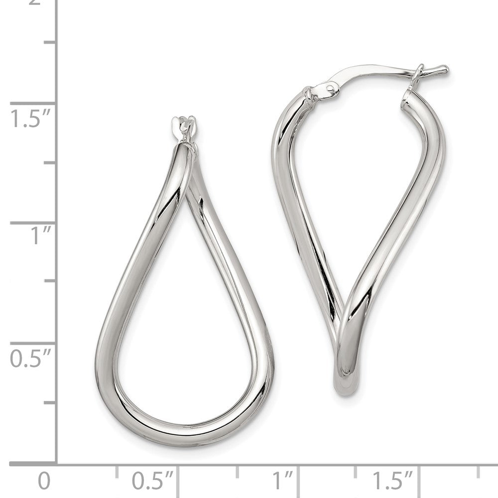 Rhodium-plated Sterling Silver Polished Twisted Hoop Earrings