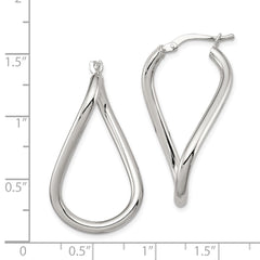 Rhodium-plated Sterling Silver Polished Twisted Hoop Earrings