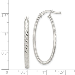 Sterling Silver Textured 3mm Hollow Oval Hoop Earrings