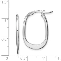 Rhodium-plated Sterling Silver Polished Hoop Earrings