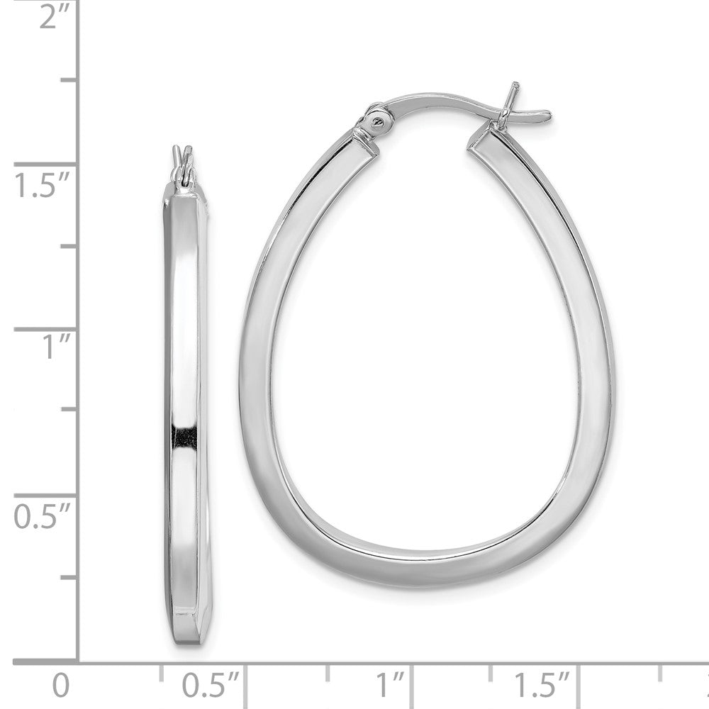 Rhodium-plated Sterling Silver Oval Hoop Earrings