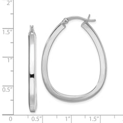 Rhodium-plated Sterling Silver Oval Hoop Earrings