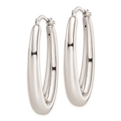 Sterling Silver Polished Rhodium Plated Hollow Hoop Earrings