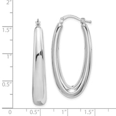 Sterling Silver Polished Rhodium Plated Hollow Hoop Earrings