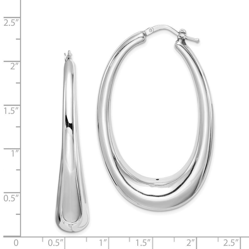 Sterling Silver Polished Rhodium Plated Hollow Hoop Earrings