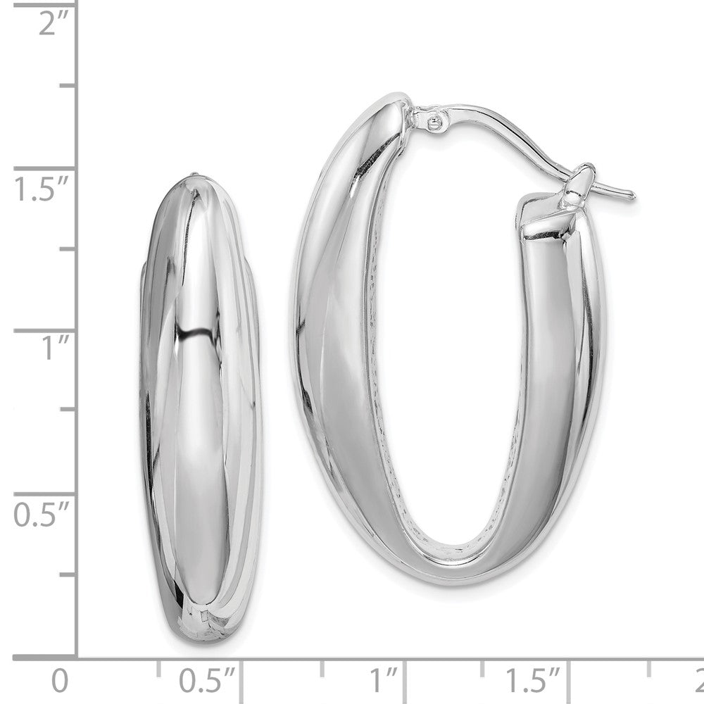 Sterling Silver Polished Rhodium Plated Hollow Hoop Earrings